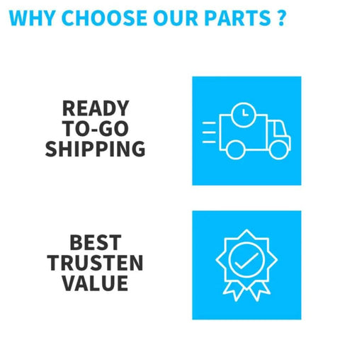 Infographic highlighting benefits of ready-to-go shipping and best trusted value for auto parts.
