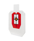 IPSC Silhouette Target On AR500 Steel For Rimfire And Centerfire Pistols 9 Inch Wide By 14.875 Inch High White Red Black Durable Target