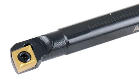 Half Inch Shank Indexable Boring Bar With CCMT32.5 Insert, 7 Inch Overall Length, Negative 5 Degree End and Side Cutting Angles