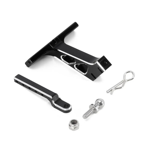 CNC Aluminum Drop Hitch Receiver For 1to24 RC Crawler SCX24 Upgrade Pack Of 2, showing black aluminum parts on white background.