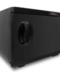 Side view of 18L Professional Towel Warmer For Salons And Spas Pro Grade Black Towel Warmer Cabinet That Keeps Towels Warm On Demand