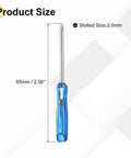 Tiny But Mighty Mini Slotted Screwdriver 2.0mm Flat Head Precision Tool With Blue Handle, 65mm Size Illustration