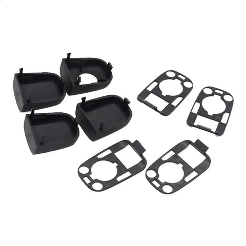 Upgrade Your Ride With This Super Cool Car Door Handle Ends Cap Trim Kit That Snaps Right On For Peop, 307 C2 And C3 Models To Make It Look Fresh With A Smooth Black Finish That Looks Lit. black plastic door handle caps and trim plates, 8-piece set