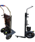 Heavy Duty Electric Hand Truck For Stairs Climbing Cart With Brushless Motor And 400Kg Load Capacity side view with sturdy wheels.