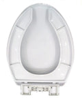 Zero Drama Open Front Toilet Seat With Soft Close Lid And Quick Release Hinges, Easy Clean White Elongated Setup for standard bowls.