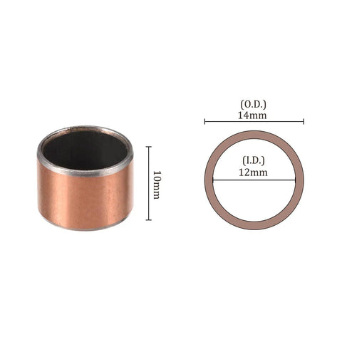 3 Pack 12mm Bore Sleeve Bearings 14mm Outer Diameter 10mm Length Wrapped Oilless Bushings For Smooth Sliding In Machinery And Equipment Heavy Duty Bronze Sintered PTFE Lead Composite Shop Ready Industrial Quality, 12mm ID