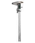Micpointik Digital Caliper 0-150mm shown in vertical position, stainless steel, featuring a digital display for precise measurements.