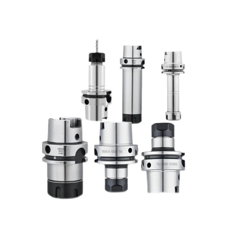 HSK63A CNC machining center collet dynamic balance for ER16 ER20 ER25 ER32, stainless steel tools displayed.