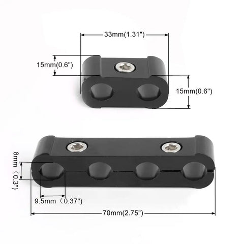 12 Piece Aluminum Spark Plug Wire Separator Kit For 8mm 9mm 10mm Wires, dimensions shown in black aviation-grade aluminum.