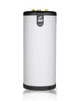 Heavy Lifter 56 Gallon Indirect Water Heater With Slick Tank In Tank Build And Self Cleaning Coils For Zero Drama Home Plumbing And Smooth Daily Hot Water Delivery, front view with inlet and outlet connections.