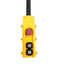 Beefy Electric Chain Hoist Winch With Wireless Remote control panel featuring buttons for lifting and lowering loads.
