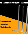 Long T27 Tamper Proof Torx Star Bit Wrench L Shaped Pro Grade Heavy Duty Bit Driver For Fasteners Nickel Plated 45 Steel Finish Corrosion Resistant Chamfered Ends For Smooth Insertion, L-shaped bit wrench
