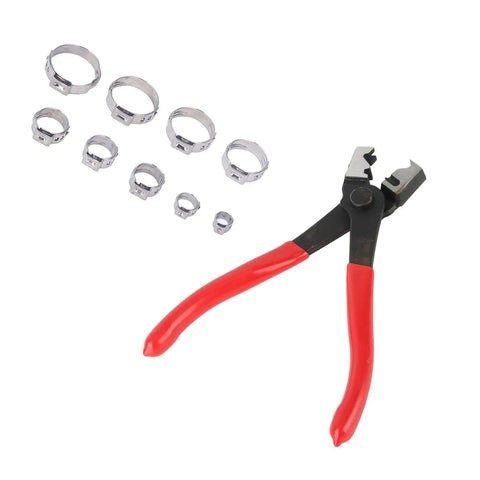 Ultimate 80-Piece Stainless Steel Hose Clip Assortment Kit With Heavy Duty Pliers For Auto And Marine Repair, Rust Proof Single Ear Pipe Clamps For 5.8mm-23.5mm