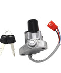 Durable Motorcycle Ignition Key Lock Switch Fits Yamaha XVS1100A Dragstar Classic And V Star With 2 Keys Easy Plug And Play Install No Tools Needed To Fix Your Ride Smoothly Save Cash At Shop And Start Engine Strong While Riding Safe At Night. silver metal ignition lock switch with 2 keys and red wiring connector