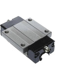 Four Piece Steel Linear Motion Guide Sliders With Smooth Flange Carriages Ultra Low Friction Bearings and Tight Tolerance Design, close-up of carriage.