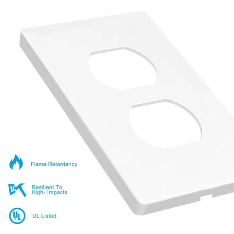 Dope Screwless 1 Gang Decorator Wall Plate White Faceplate Cover For Outlets And Switches Unbreakable Polycarbonate Thermoplastic