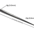 8G 3.0mm 316L Stainless Steel Calor Style Taper Insertion Pin for Stretching Kit Stretcher Body Piercing Tool No Thread Inside Hollow End Concave Taper Perfect for Gauge Expansion from 12g to 8g and 10g to 8g Pro Grade, 60mm taper