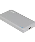 Dual M2 NGFF Raid Enclosure For Sata Iii Drives Featuring Usb Three Point One Type C Port And Ten Gbps Lightning Fast Transfer Speeds With Seamless Plug And Play Setup Inside Compact Metal Frame For Hotswapping Favorites Zero Hassle Guaranteed, silver aluminum chassis.