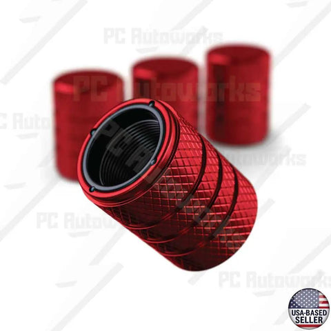 Aluminum Tire Valve Stem Caps Dope Anti Rust Anodized Metal With Corrosion Resistant Finish Easy Install Universal Fit Ruby Red Set