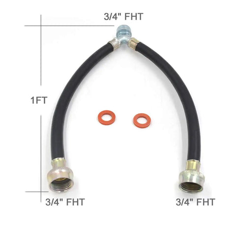 Durable Rubber Washing Machine Y Mixer Hose Connector With 3/4 Inch Fittings And 12 Inch Length, Heavy Duty, Leak Proof, Easy Install