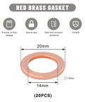 20 Pack 14mm Copper Oil Drain Plug Gasket Seals And Crush Washers For Leakproof Engine Performance And Smooth Running