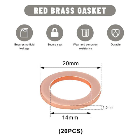 20 Pack 14mm Copper Oil Drain Plug Gasket Seals And Crush Washers For Leakproof Engine Performance And Smooth Running