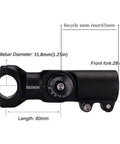 Adjustable Bike Stem With 0-90 Degree Rotation, 31.8mm Clamp, 60mm Length, CNC Machined 6061 T6 Aluminum Black Details