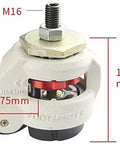 Heavy Duty Swivel Castor Wheels Set Of Four For Home And Shop Projects Featuring Height Adjustable Rock Solid Mounts With Smooth Rolling Metal Rubber Casters That Moves Big Loads No Sweat Or Hassle. Close-up of swivel caster with height adjustment.