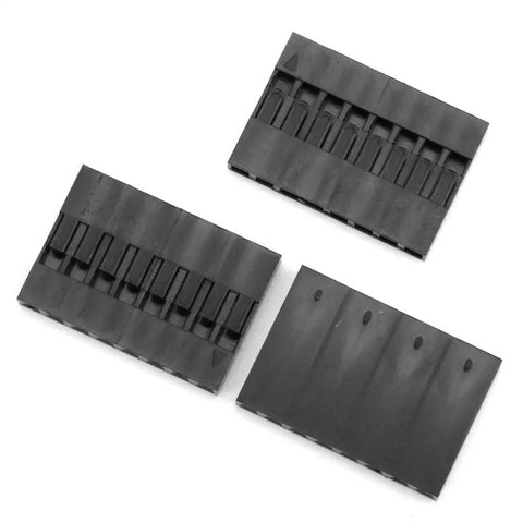 Three DuPont housings from the 310 Piece 2.54mm Jumper Wire Connector Kit For Electronic Prototyping, includes headers for Arduino Raspberry Pi DIY projects