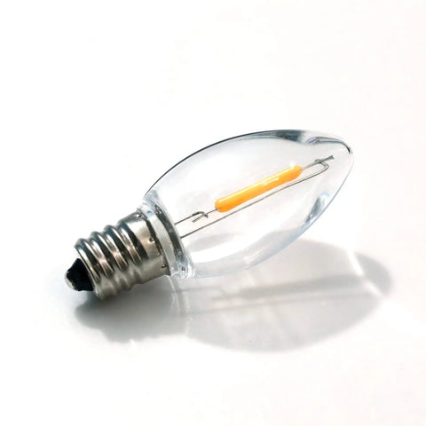 Shatterproof C7 LED Replacement Bulb For Christmas Lights Warm White Indoor Outdoor Use E12 Candelabra Base Vintage Style