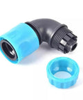 One Half Inch Garden Water Connector Quick Connect Fittings Set For Hoses And Irrigation Elbow Joints Durable Pipe Adapters For Faucets And Hoses No Fuss Easy Snap On Fits One Half Inch And Three Quarter Inch 3 Pack, blue and black plastic elbow fitting