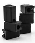 Stack of black silicone socks for Neptune 4 Plus and Max, heat-resistant 3D printer heater block sleeves, six-pack set