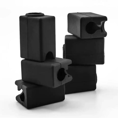 Stack of black silicone socks for Neptune 4 Plus and Max, heat-resistant 3D printer heater block sleeves, six-pack set