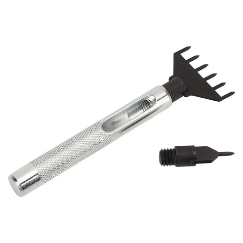 Pro Grade Leather Chisel Kit With Replaceable Stitching Tool And Belt Punch Set Ten Accessories, Durable Carbon Steel Prong Chisel For DIY Leather Crafts, Hole Punch Tool For Pro Level Leatherwork with handle and accessory