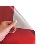 Hand holding electric red heat transfer vinyl roll, showcasing glossy finish for custom apparel projects. Electric Red Siser EasyWeed Heat Transfer Vinyl Roll 5 Feet.