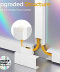Self Adhesive Paintable Cord Hider Kit For 2 To 4 Wires On Wall Hide The Mess With A Clean Cable Cover Raceway For TV Cables White Wall Mounted Wire Covers Easy Install Modern Look, white PVC raceway snap connector