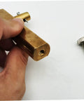 Pro Grade Violin Luthier Inlay Tool Curved Saddle Knife Accessory with brass body, showing end detail and screw interaction