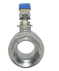 Front view of 1-1/4 Inch 316 Stainless Steel Full Port Ball Valve With Vinyl Handle For Easy Turn Low Torque Operation Female Connection PTFE Seals For Maximum Corrosion Resistance WOG 1000 Rating Temperature Range -60F To 450F