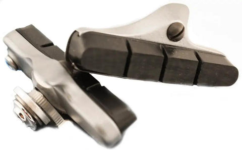 Ultegra Road Caliper Pad Set With Stiff Light Alloy Holder And Replaceable Pads For Smooth Quick Braking Fits Most Road Calipers And Many Brand Models, showing alloy holder and pads