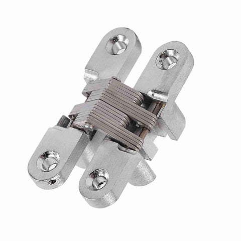 180 Degree Zinc Alloy Invisible Folding Door Hinges For Cabinets And Sliding Doors Rustproof Stainless Steel Cross Hidden Hinges Tough As Nails Built To Last Heavy Duty And Durable 43.7mm 60.4mm 68.8mm 94mm Sizes shown in close-up