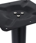 Industrial Bistro Table Legs Cast Iron Base close-up showing sleek metal finish and pre-drilled holes for easy assembly