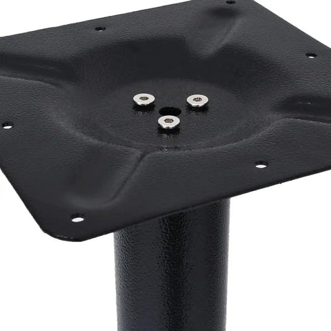 Industrial Bistro Table Legs Cast Iron Base close-up showing sleek metal finish and pre-drilled holes for easy assembly