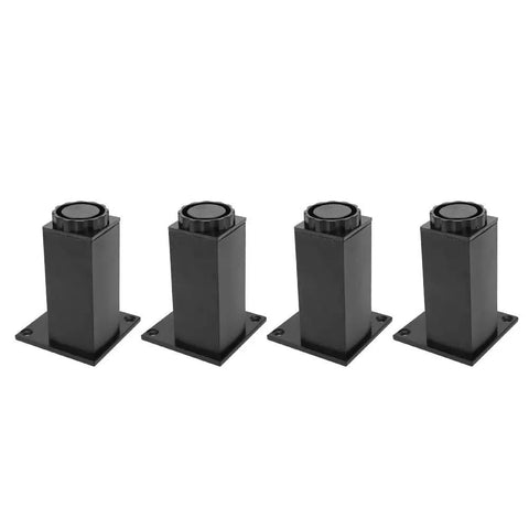 Adjustable Aluminum Sofa Legs 4 Pack For Cabinets And Furniture, Beefy Heavy Duty Feet In Black, Square Base 100mm