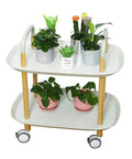 Hella Handy Compact Rolling Storage Cart Featuring Smooth Arched Metal Rail And Wide Tray Top with potted plants for home organization.