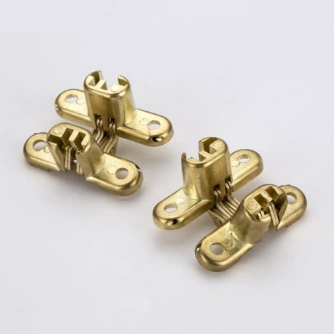 Hidden Zinc Alloy Concealed Hinges For Doors And Walls Set gold finish, three pieces, adjustable silent folding hinges