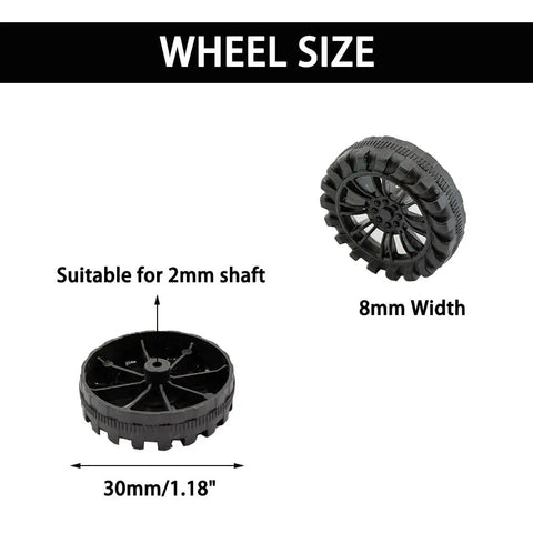 40 Pack Plastic Toy Wheels With 2mm Shafts And 20 Metal Axles For RC Cars Boats Drones Robots And Helicopters DIY Models 30mm Diameter
