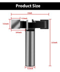 Side view of Pro Grade Spoilboard Surfacing Router Bit for Woodworking Pros Half Inch Shank 2 Inch Cutting Diameter shown with measurements