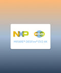 MIFARE DESFire EV2 4K card with NXP logo on a gradient background, compatible with FIDO2 NFC Security Key For 2FA And Passwordless Login