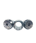 Heavy Duty ER Chuck Collet Set For Machine Lathe Milling Tool Holder High Precision Clamping Grip Compatible With CNC Router And Engraving Equipment Reliable Performance. Close-up of three ER collets highlighting their precision design.