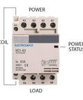 60 Amp 4 Pole Normally Closed IEC Heavy Duty Contactor With Silent Operation And DIN Rail Mounting Base